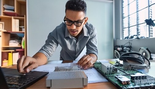 A man working at a desk